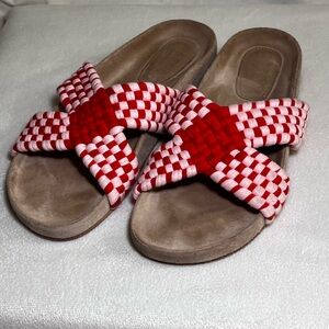 Marea New York Cruzado Sandals Pink/Red Size 41 Anthropologie Artisan Slides